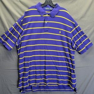 Polo Ralph Lauren Short Sleeve Polo Men's 3XT Purple Yellow Striped